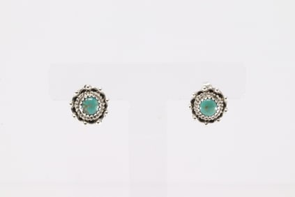 Native America Navajo Sterling Silver Turquoise Post Earring's By Emery Spencer.