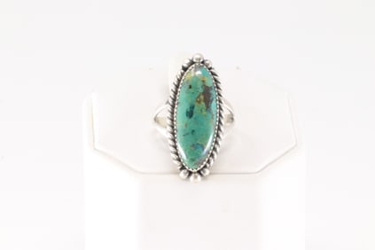 Native America Navajo Sterling Silver Turquoise Ring By F.