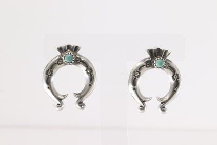 Native America Navajo Sterling Silver Turquoise Naja Post earring's By Adrienne Gordan.