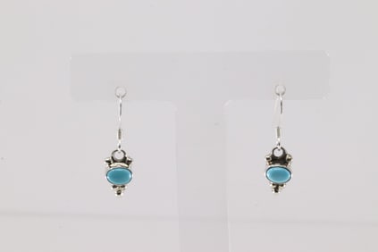 Native America Navajo Sterling Silver Turquoise Dangling Earring's By Adelarae Yazzie.