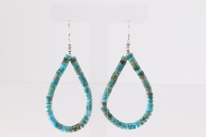 Native American Navajo Sterling Silver Turquoise Dangling Earring's.