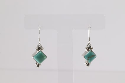 Native America Navajo Sterling Silver Turquoise Dangling Earring's By Sharon McCarthy.