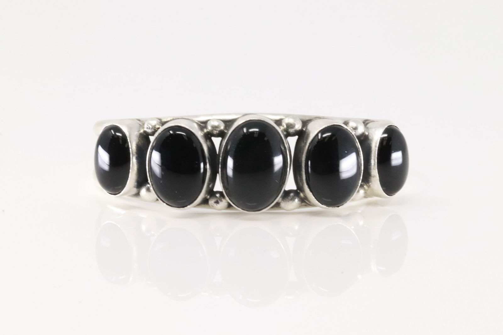 Native America Navajo Sterling Silver Black Onyx Bracelet Cuff By Augustine Largo. (1 of 4)