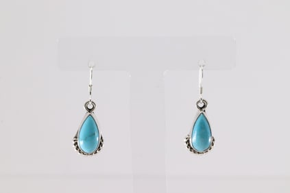 Native America Navajo Sterling Silver Turquoise Dangling Earring's By Annie Spencer.