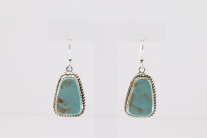 Native America Navajo Sterling Silver Turquoise Dangling Earring's By Gabi Jim.