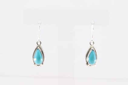 Native America Navajo Sterling Silver Turquoise Dangling Earring's By Sharon McCarthy.