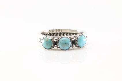 Native America Navajo Sterling Silver Turquoise Ring By R.King.