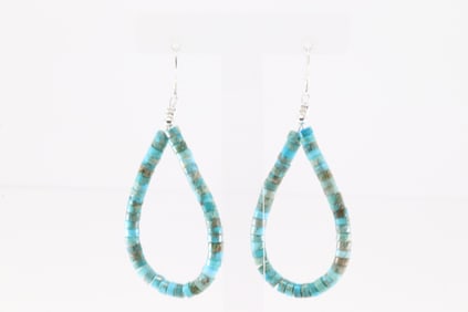 Native America Navajo Sterling Silver Turquoise Dangling Earring's.