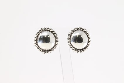 Native America Navajo Sterling Silver Stamped Post Earring's By Lorraine Chee.