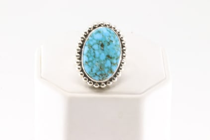 Native America Navajo Sterling Silver Turquoise Ring By S.