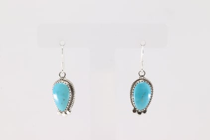 Native America Navajo Sterling Silver Turquoise Dangling Earring's By Sharon McCarthy.