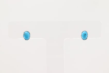 Native American Navajo Sterling Silver Turquoise Post Earring's By Jerold Joe.