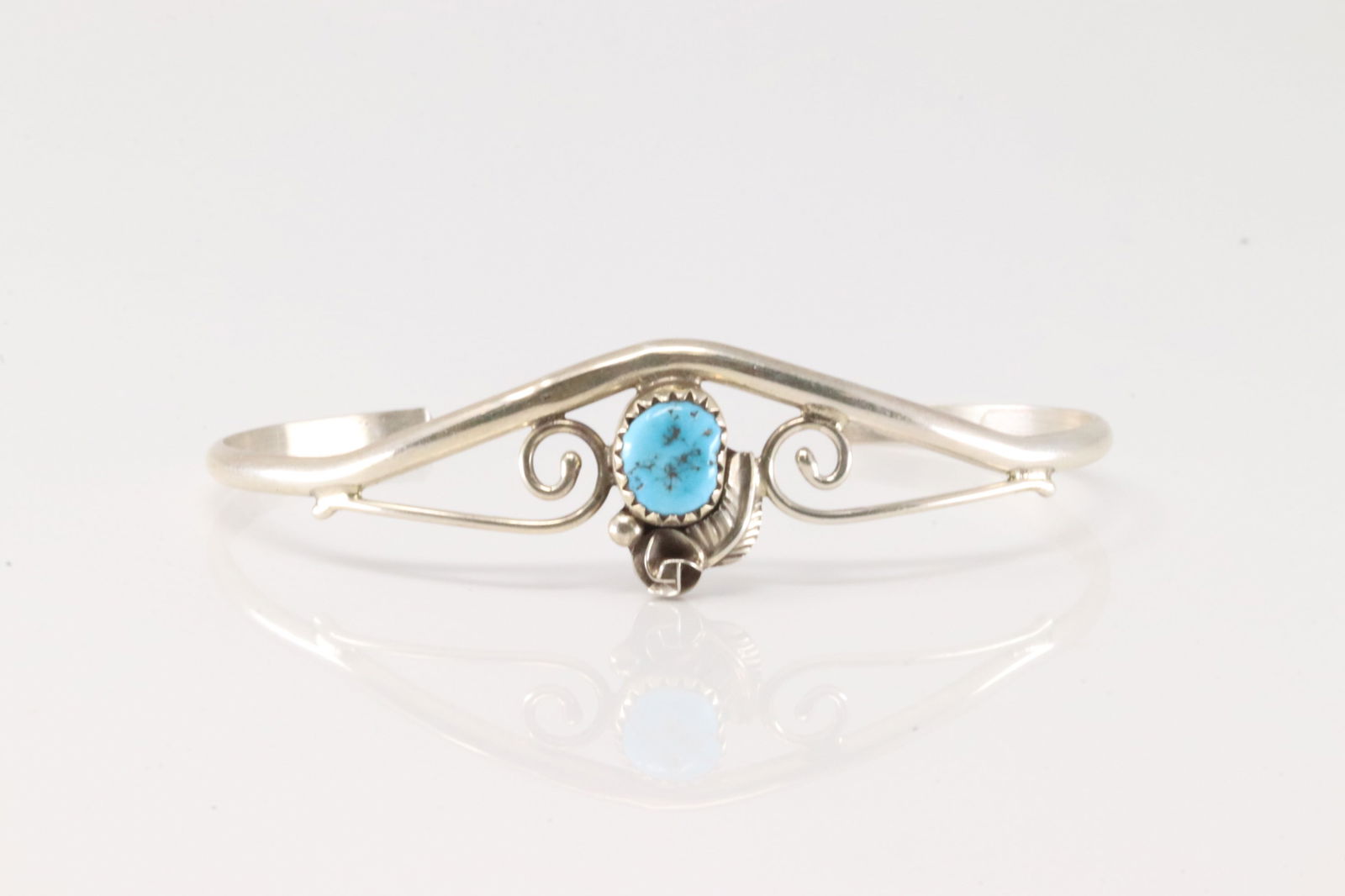 Native America Navajo Sterling Silver Turquoise Bracelet Cuff By C. (1 of 4)