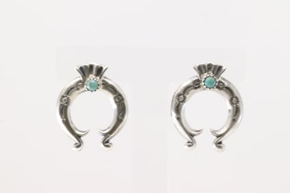 Native America Navajo Sterling Silver Turquoise Naja Post Earring's By Adrienne Gordan.