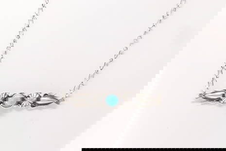 Native America Navajo Sterling Silver Turquoise Necklace By Marita Benally.: This is a Native America Navajo Sterling Silver Turquoise Necklace By Marita Benally. Necklace length: 18.00"