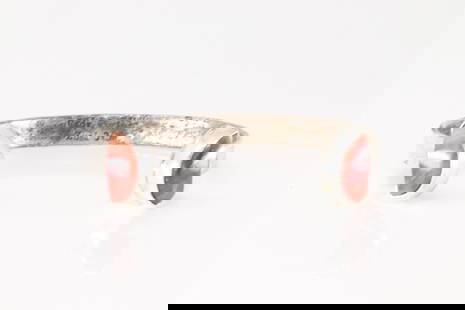 Native America Zuni Sterling Silver Spiny Osyetr Bracelet By Jude Candelaria.: This is a Native America Zuni Sterling Silver Spiny Osyetr Bracelet By Jude Candelaria.