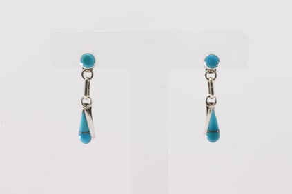 Native America Zuni Sterling Silver Turquoise Post / Dangling Earring's.