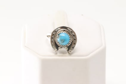Native America Navajo Sterling Silver Turquoise Naja Ring By Alice Rose Saunders.