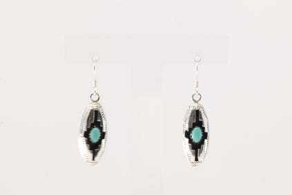 Native America Navajo Sterling Silver Turquoise Dangling Earring's By Felix Perry.