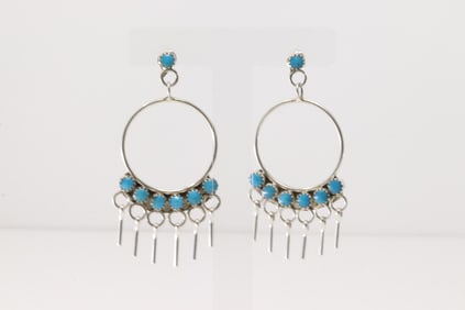 Native America Zuni Sterling Silver Turquoise Post / Dangling Earring's.