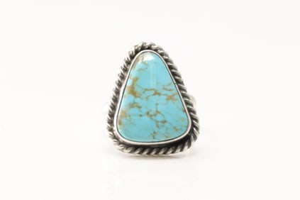 Native America Navajo Sterling Silver Turquoise Ring By Dixon.