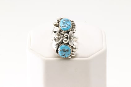 Native America Navajo Sterling Silver Turquoise Ring By Max C.