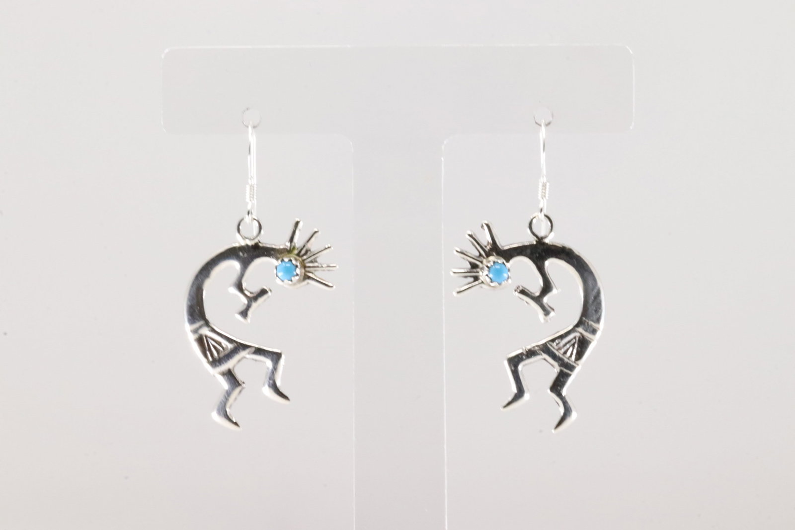 Native America Navajo Sterling Silver Turquoise Kokopelli Dangling Earring's By Lorraine Chee.: This is a Native America Navajo Sterling Silver Turquoise Kokopelli Dangling Earring's By Lorraine Chee.