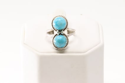 Native America Navajo Sterling Silver Turquoise Ring By E.W.
