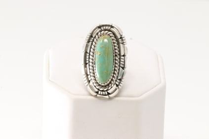 Native America Navajo Sterling Silver Turquoise Ring By W.Begay.