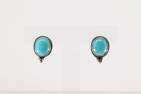 Native America Navajo Sterling Silver Kingman Turquoise Post Earring's By Theresa Smith.