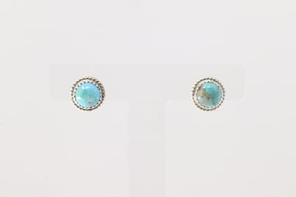 Native America Navajo Sterling Silver Kingman Turquoise Post Earring's By Esther White.