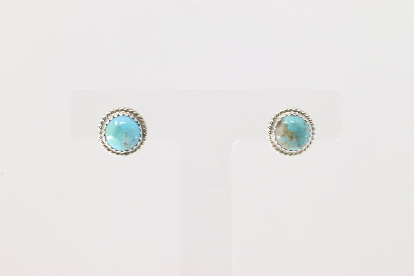 Native America Navajo Sterling Silver Kingman Turquoise Post Earring's By Esther White.: This is a Native America Navajo Sterling Silver Kingman Turquoise Post Earring's By Esther White.
