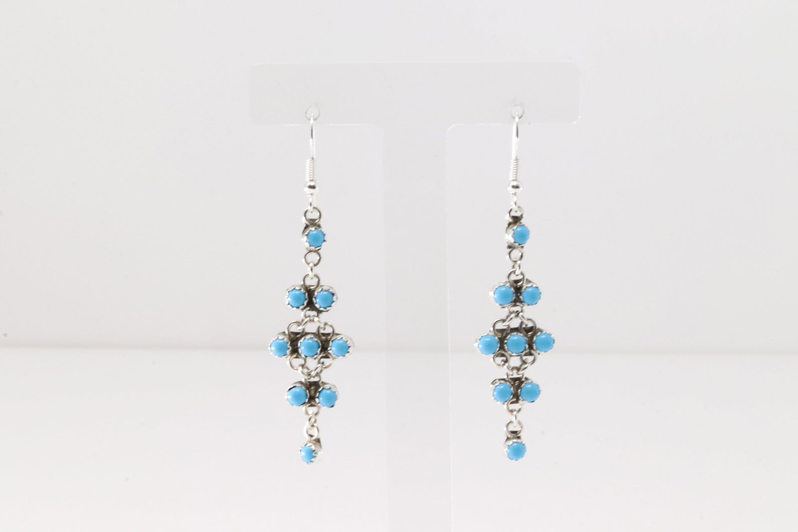 Native America Navajo Sterling Silver Turquoise Dangling Earring's By Sylvya Chee.: This is aNative America Navajo Sterling Silver Turquoise Dangling Earring's By Sylvya Chee.