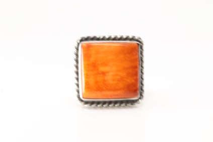 Native America Navajo Sterling Silver Spiny Oyster Ring By A.L.