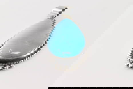 Native America Navajo Sterling Silver Kingman Turquoise Pendant By Judith Dixon.: This is a Native America Navajo Sterling Silver Kingman Turquoise Pendant By Judith Dixon.