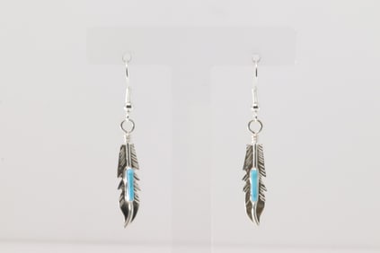Native America Navajo Sterling Silver Turquoise Dangling Earring's By Barney.