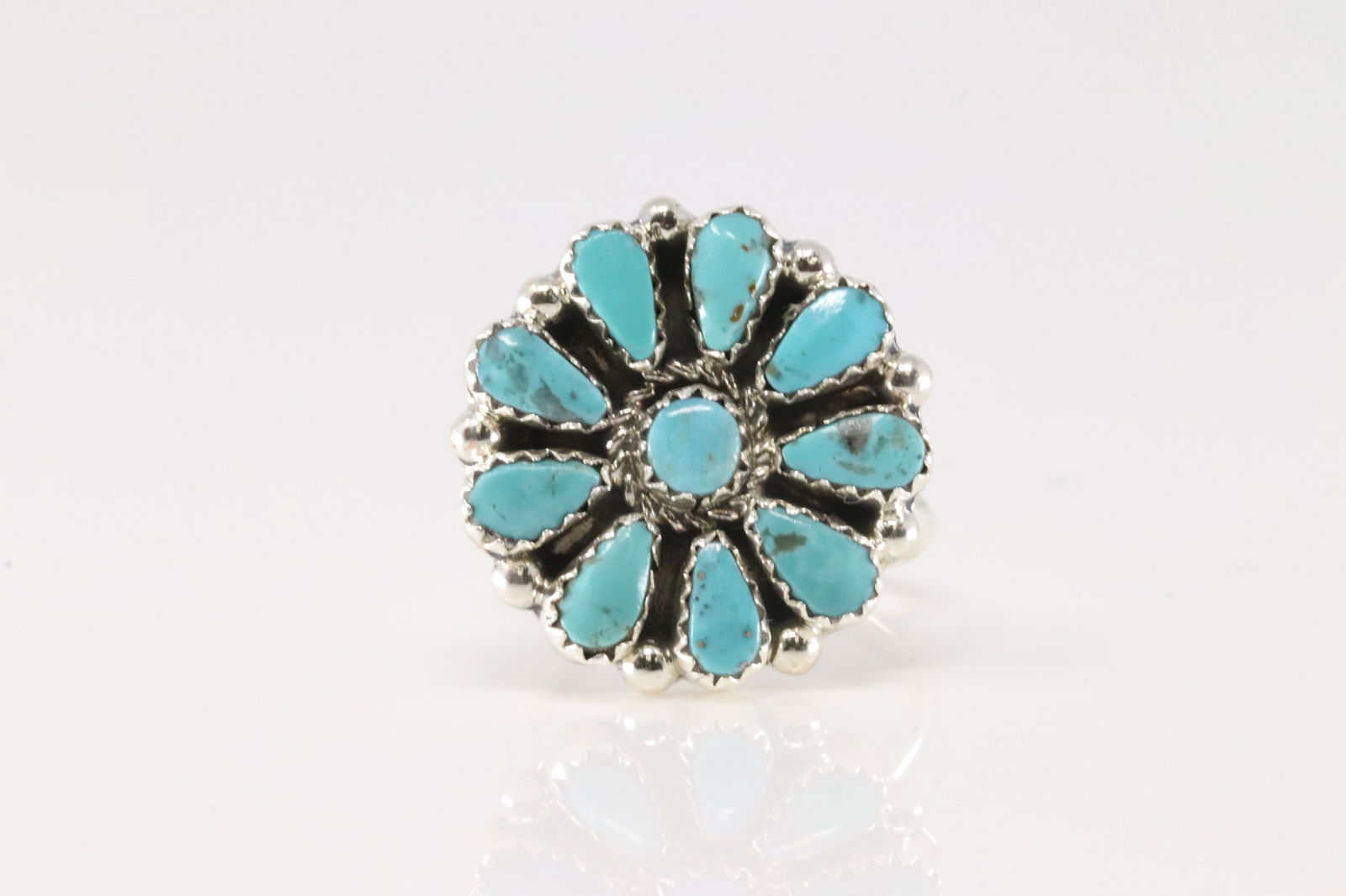 Native America Navajo Sterling Silver Turquoise Ring By Alicia Wilson.