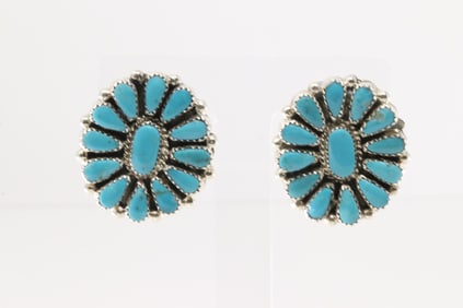 Native America Navajo Sterling Silver Kingman Turquoise Post Earring's By Alicia Wilson.