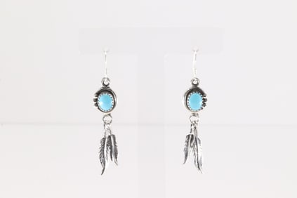 Native America Navajo Sterling Silver Turquoise Dangling Earring's By Rita Largo.