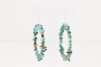 Native American Navajo Sterling Silver Turquoise Dangling Earring's.