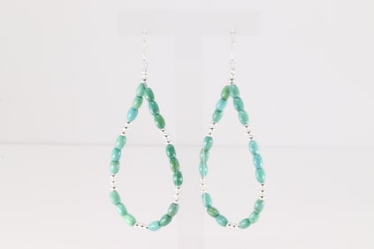 Native America Navajo Sterling Silver Turquoise / Beaded Dangling Earring's.