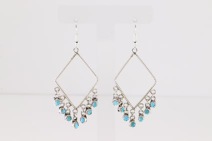 Native America Navajo Sterling Silver Turquoise Dangling Earring's.