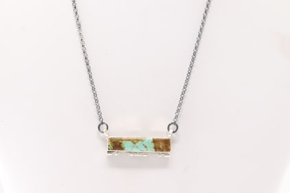 Native America Navajo Sterling Silver Number 8 Turquoise Necklace By Steve Francisco.