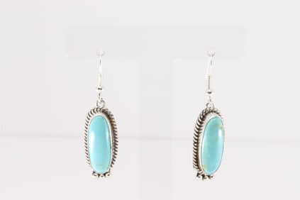 Native American Navajo Sterling Silver Kingman Turquoise Dangling Earring's By Trish Largo.