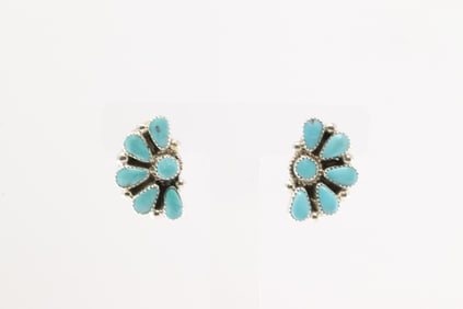 Native America Navajo Sterling Silver Kingman Turquoise Post Earring's By Alicia Wilson.