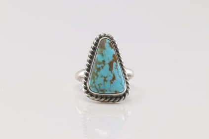 Native America Navajo Sterling Silver Turquoise Ring By Dixon.