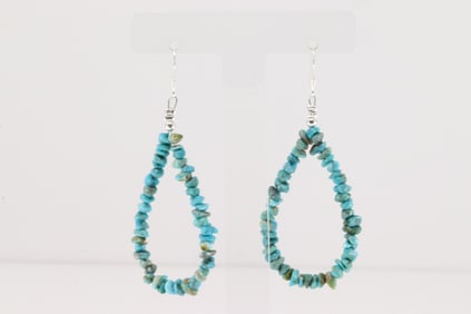 Native America Navajo Sterling Silver Turquoise Dangling Earring's.