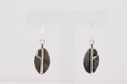 Native America Navajo Sterling Silver Feather Dangling Earring's By Aaron Davis.