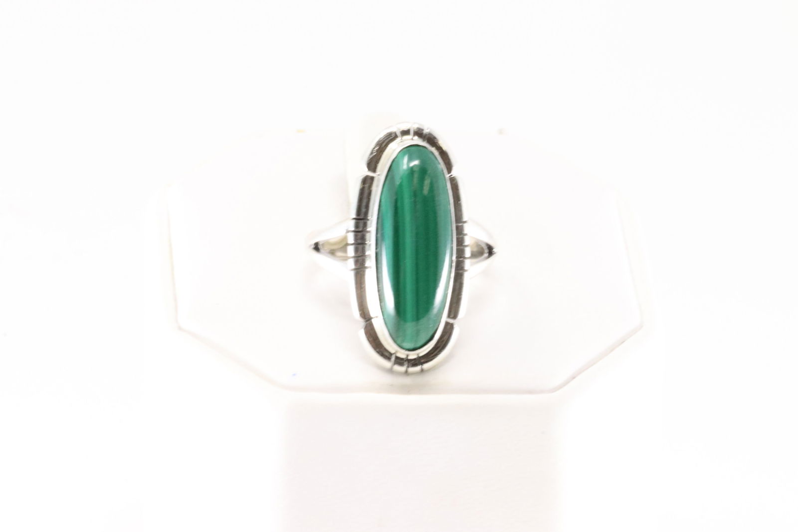 Native America Navajo Sterling Silver Green Stone Ring By S.E. (1 of 4)
