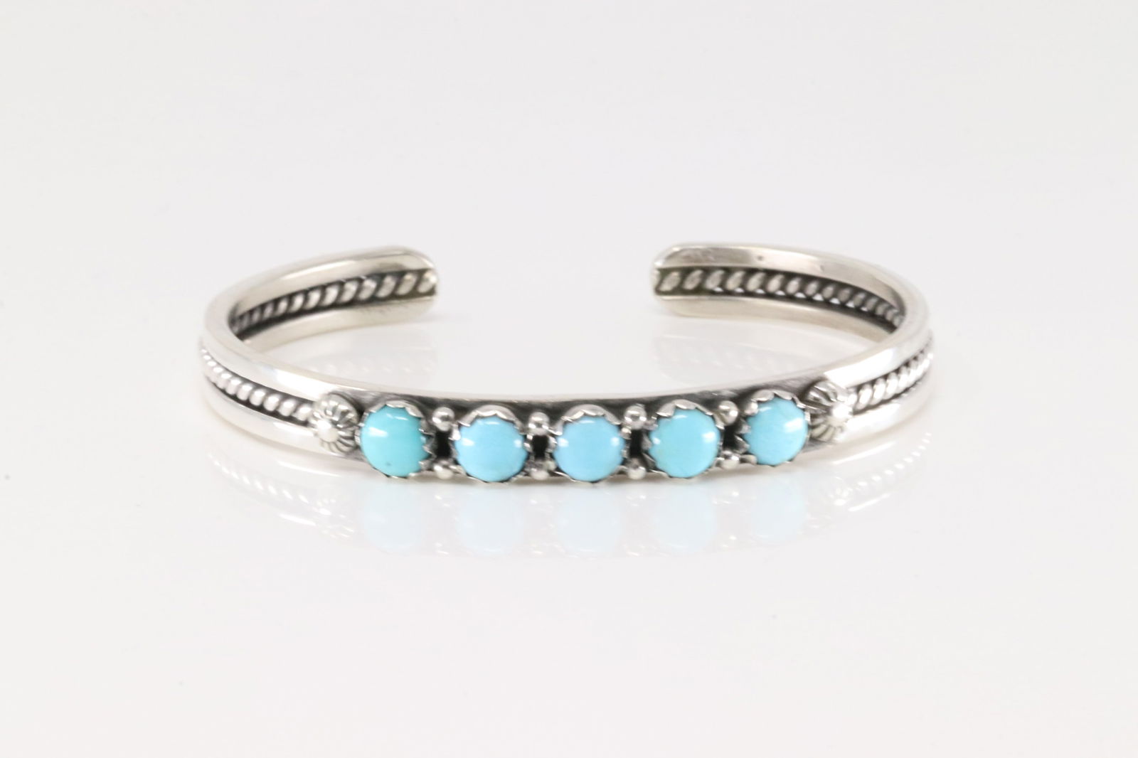 Native America Navajo Sterling Silver Turquoise Barcelet Cuff By R.King. (1 of 4)